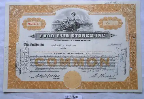 Aktie 1 Dollar Food Fair Stores Inc. New York 20.01.1950 (116289)