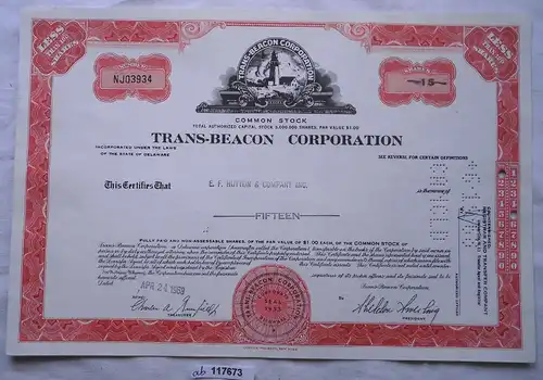 Aktie 15 Dollar Trans-Beacon Corporation Delaware 24.04.1968 (117673)