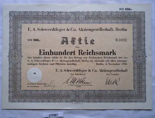 Aktie E.A.Schwerdtfeger & Co AG Berlin 4.November 1938 (117067)