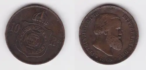 10 Reis Kupfer Münze Brasilien1869 f.ss (118101)