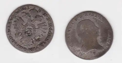 3 Kreuzer Silber Münze Österreich 1821 B f.ss (142487)