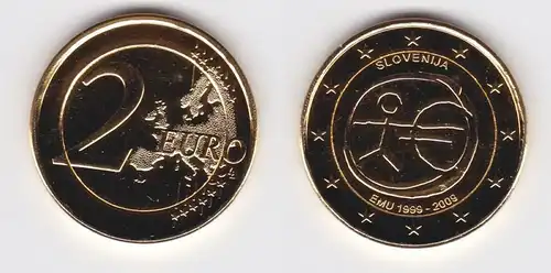 2 Euro Gedenkmünze Slowenien 2009 "10. Jahrestag WWU" Stgl. (142958)