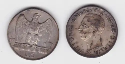 5 Lire Silbermünze Italien 1927 R (143578)