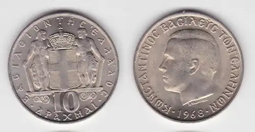 10 Drachme Kupfer Nickelmünze Griechenland 1968 Stgl. KM 96 (141697)