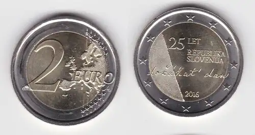 2 Euro Bi-Metall Münze Slowenien 2016 25 Jahre Unabhängigkeit Republik (143204)