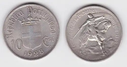 10 Escudos Silber Münze Portugal Schlacht von Ourique 1928 vz KM 579 (141338)