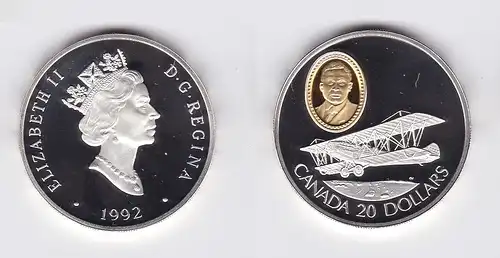 20 Dollar Silbermünze Kanada Doppeldecker Curtiss "JN 4 Canuck" 1992 (117868)