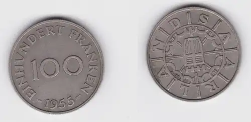 100 Franken Kupfer Nickel Münze Saarland 1955 (143418)