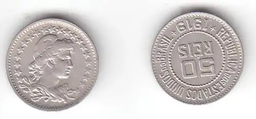 50 Reis Nickel Münze Brasilien 1919 (114895)