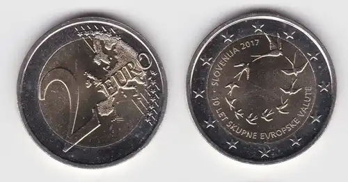 2 Euro Bi-Metall Münze Slowenien 2017 2 Euro Euroeinführung (142953)
