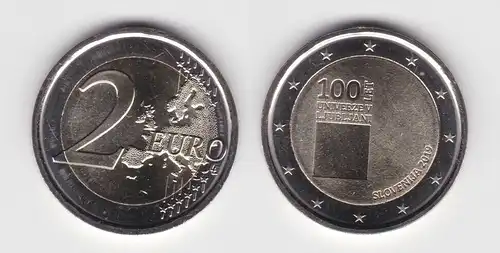 2 Euro Bi-Metall Münze Slowenien 2019 Universität von Ljubljana (143071)
