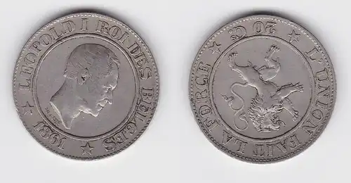 20 Centimes Nickel Münze Belgien 1861 (134357)