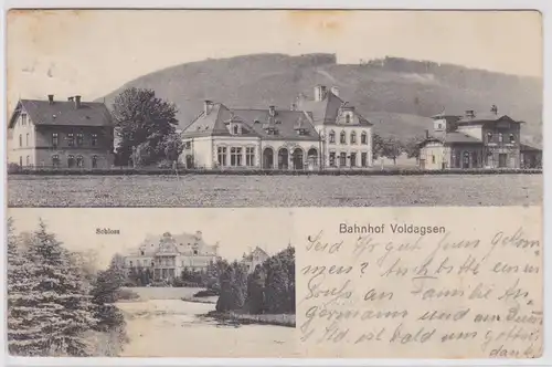 903184 Mehrbild Ak Bahnhof Voldagsen und Schloss 1912