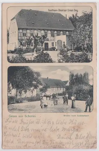 902284 Mehrbild Ak Gruß aus Scherau bei Lommatzsch Gasthaus usw. 1908