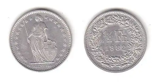 1/2 Franken Nickel Münze Schweiz 1982 (113910)