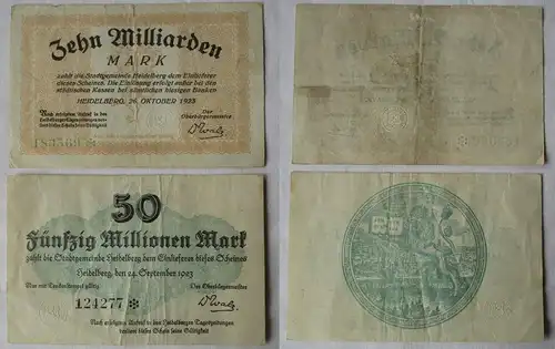2 Banknoten Inflation Stadt Heidelberg 1923 (137570)