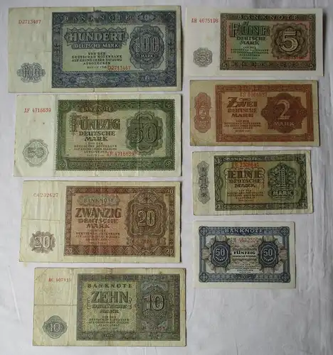 Banknoten 50 Pfennig bis 100 Mark DDR 1948 gebrauchte Erhaltung (133324)