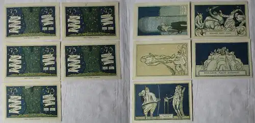 5x 75 Pfennig Banknoten Notgeld Stadt Kahla politische Serie 1921 (132423)
