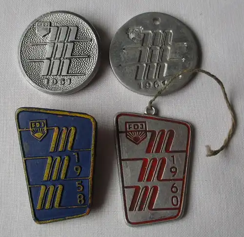 4x DDR Abzeichen Messe der Meister von Morgen FDJ 1958-1961 (163475)