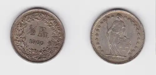 1/2 Franken Silber Münze Schweiz 1960 B ss (154577)