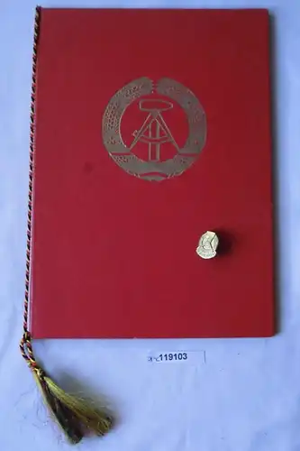 DDR Abzeichen Nadel des Nationalen Aufbauwerk 1960 plus Urkunde (119103)