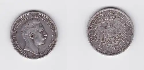 2 Mark Silbermünze Preussen Kaiser Wilhelm II 1905 Jäger 102  (120035)