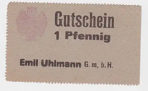 1 Pfennig Banknote Gutschein Emil Uhlmann GmbH Chemnitz  (119040)