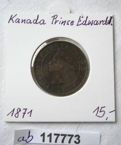 1 Cent Kupfer Münze Kanada Canada Prince Edward Islands 1871 (117773)