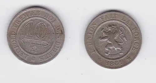 10 Centimes Kupfer Nickel Münze Belgien 1861 (118208)