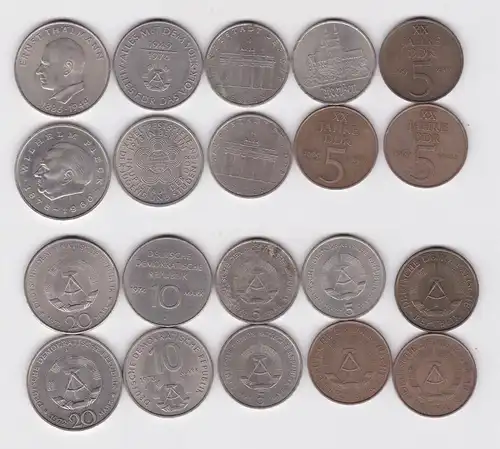 10 x DDR Gedenk Münzen 5,10 und 20 Mark Thälmann, Pieck, Meißen (102245)