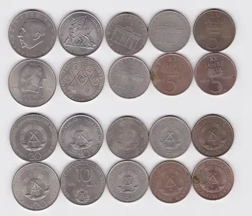 10 x DDR Gedenk Münzen 5,10 und 20 Mark Schiller, Mann, Buchenwald (102158)