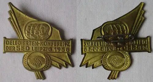 DDR Blech Abzeichen SED Delegierten Konferenz Leipzig 1956 (115825)