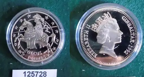 2,8 Ecus Nickel Münze Gibraltar 1992 Reiter mit Schild und Lanze (125728)