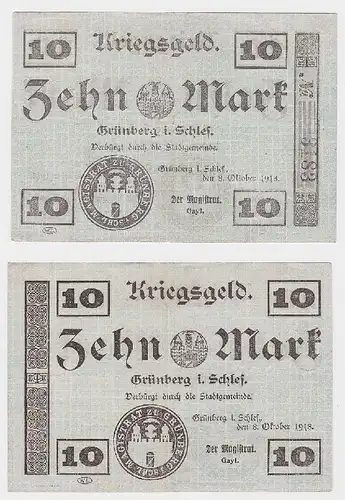 10 Mark Banknote Notgeld der Stadt Grünberg i.Schlesien 8.10.1918 (118861)