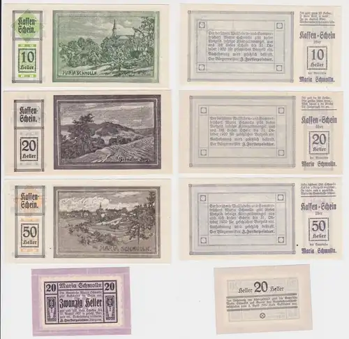 4x 10, 20 und 50 Heller Banknote Maria Schmolln (133859)