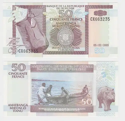50 Francs Banknote Banque de la Republique du Burundi 2005 P36 UNC (153205)