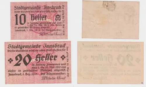 10 und 20 Heller Banknoten Innsbruck (Tirol) (130571)