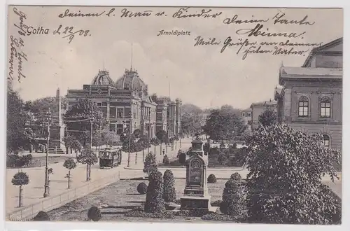 901253 Ak Gotha - Arnoldiplatz und Denkmal 1908