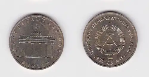DDR Gedenk Münzen 5 Mark Brandenburger Tor 1980 Stempelglanz (153391)