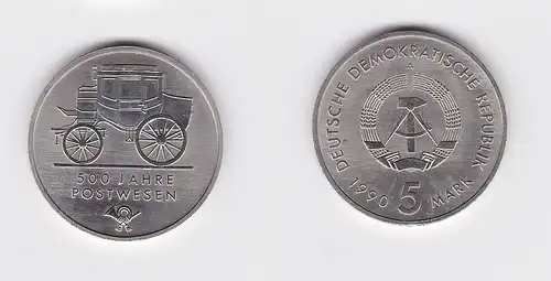 DDR Gedenk Münze 5 Mark 500 Jahre Postwesen 1990 (143312)