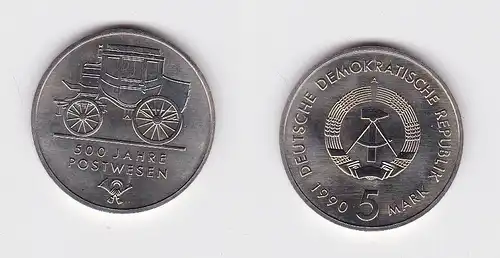 DDR Gedenk Münze 5 Mark 500 Jahre Postwesen 1990 (156849)