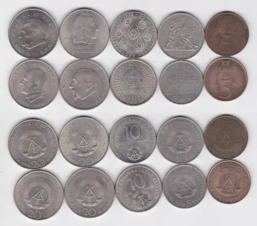 10 x DDR Gedenk Münzen 5,10 und 20 Mark Buchenwald Pieck Mann Schiller (143277)
