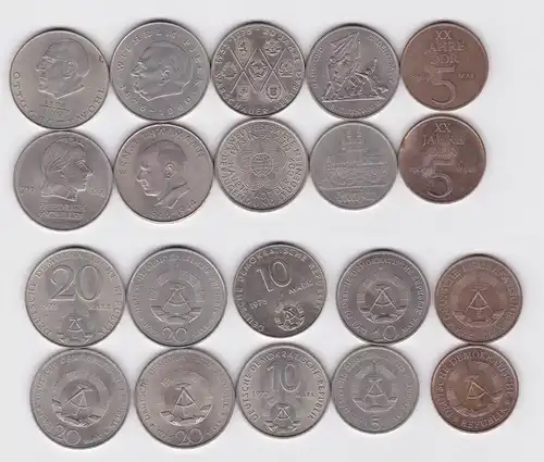 10 x DDR Gedenk Münzen 5,10 und 20 Mark Thälmann, Pieck, Grotewohl (146791)