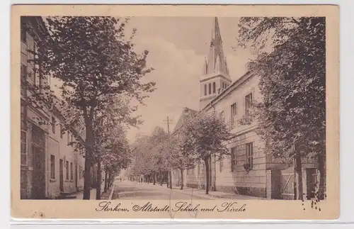 61463 Ak Storkow Altstadt, Schule und Kirche um 1920