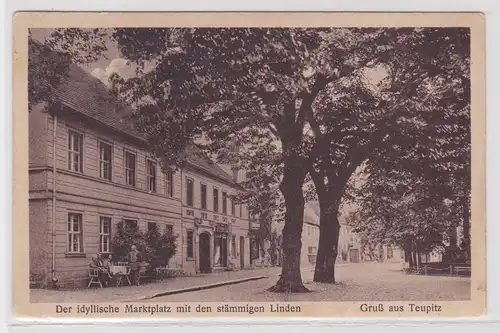 20153 Ak Gruß aus Teupitz Marktplatz mit den stämmigen Linden 1927
