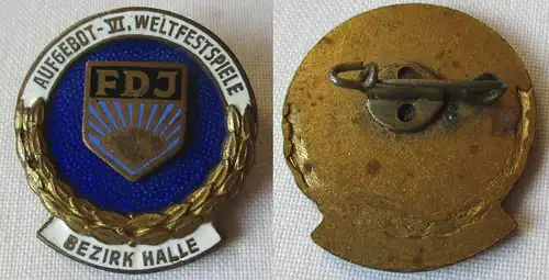 DDR FDJ Abzeichen Aufgebot VI. Weltfestspiele Bezirk Halle (150970)