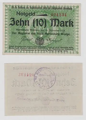 10 Mark Banknote Notgeld Stadt Marienburg Westpreussen 13.November 1918 (129046)