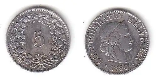 5 Rappen Nickel Münze Schweiz 1880 B (114521)