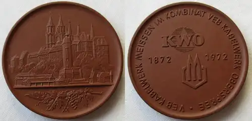 DDR Medaille Meissner Porzellan VEB Kabelwerk Oberspree 1872-1972 (149525)