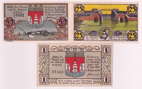 3 Banknoten Notgeld Stadt Hoyer in Dänemark 1922 (161597)